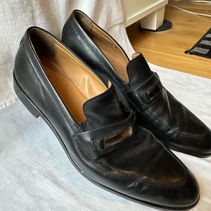 Hugo Boss Black Leather Slip-On Loafers